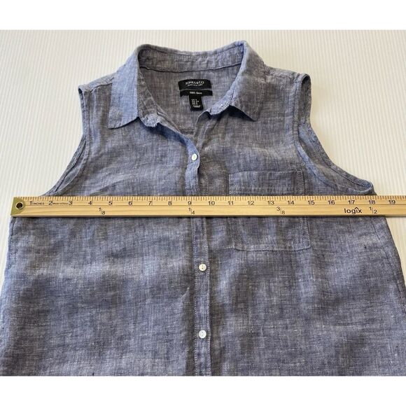 Jones New York 100% Linen Shirt Women's Small Sleeveless Blue - Picture 4 of 7